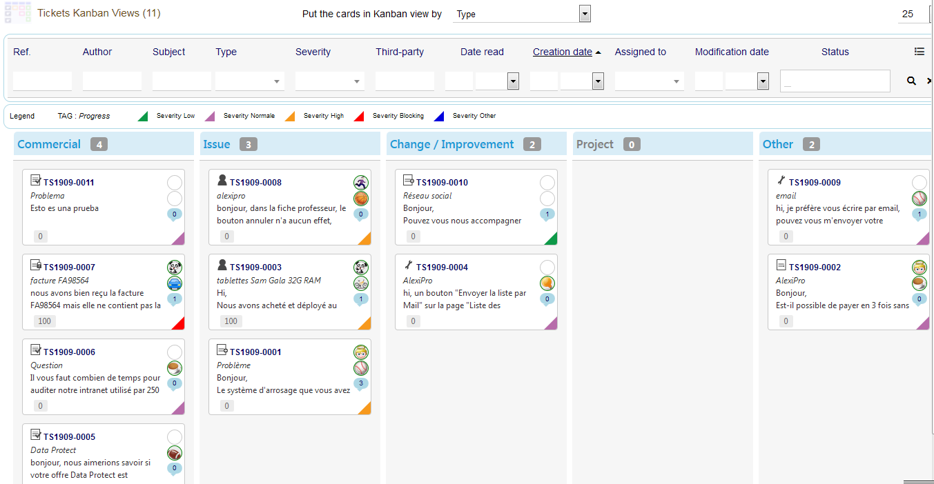 KanTickets - Type Kanban view